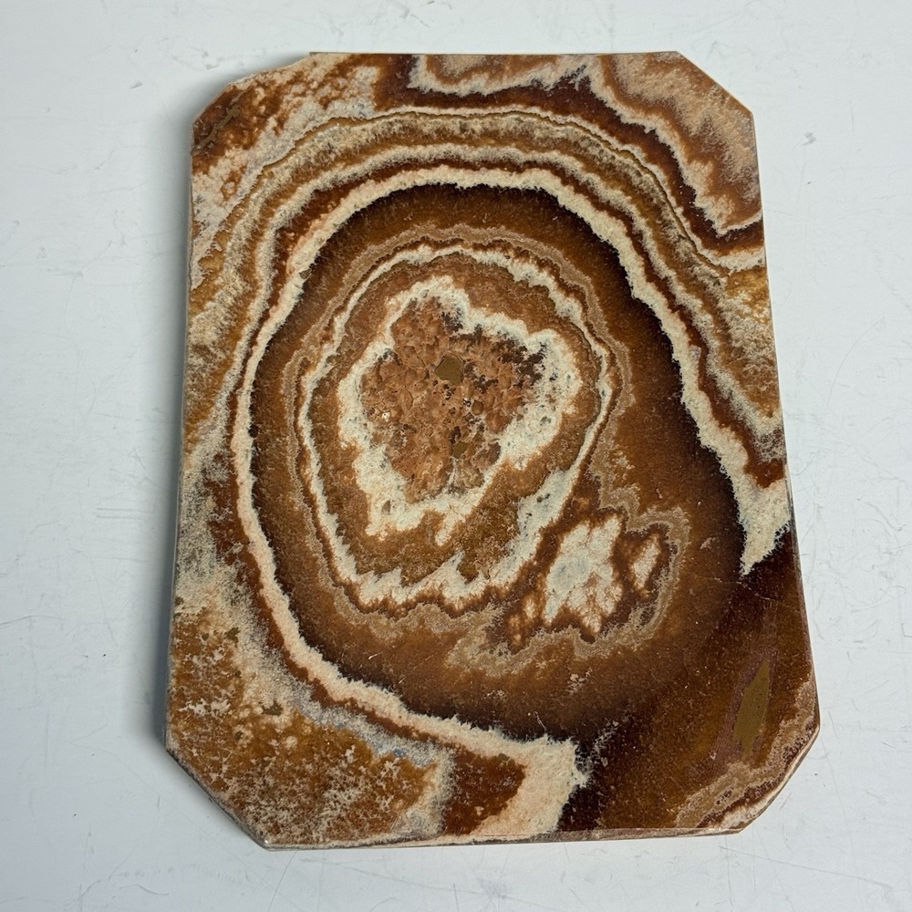 Banded Calcite Rectangular Stone Plate Dish Joshua Tree Brown Rock READ‎